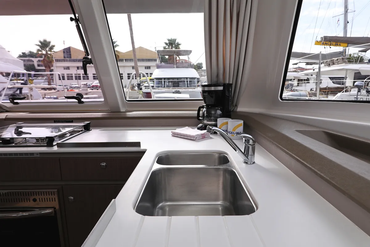 Galley of Hi Friends, a Bali Catspace catamaran at Grad Trogir, Croatia