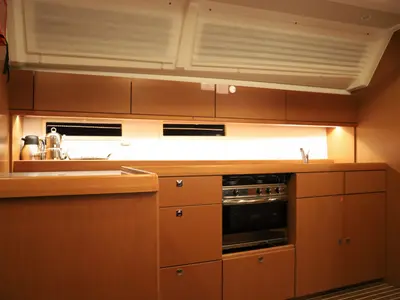 Galley of Miber Mars, a Bavaria Cruiser 46 sailboat at Fethiye, Turkey