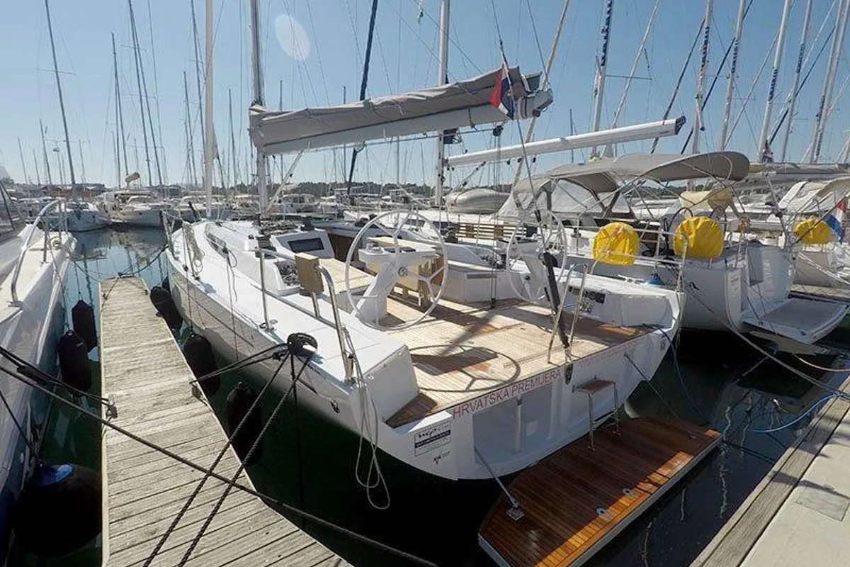 Exterior view of Aloha, a Grand Soleil 44 Performance sailboat at Grad Šibenik, Croatia
