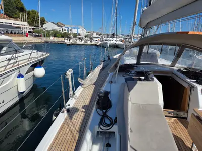 Deck of Aloha, a Grand Soleil 44 Performance sailboat at Šibenik, Croatia