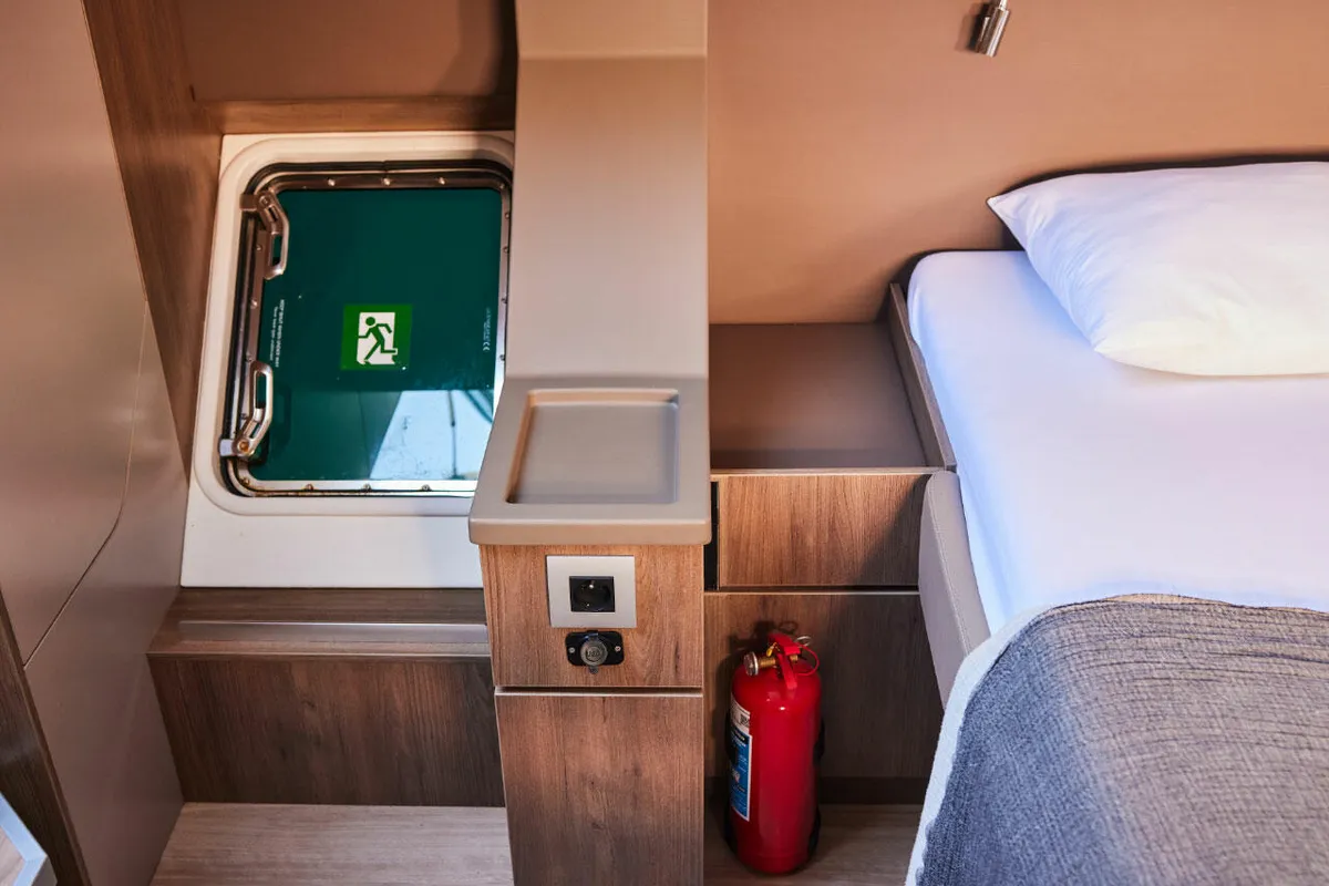 Cabin on Ediba Taurus, a Bali 4.8 catamaran at Marmaris, Turkey
