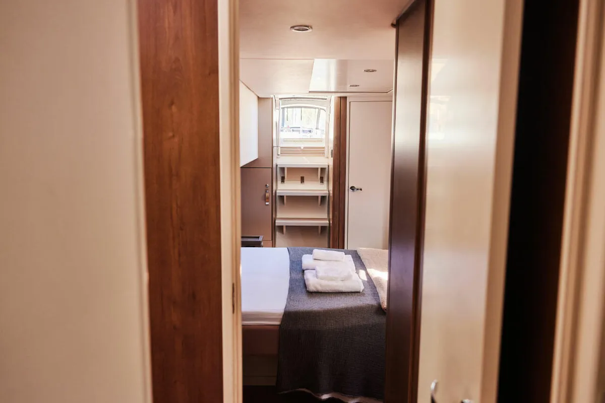 Cabin on Ediba Taurus, a Bali 4.8 catamaran at Marmaris, Turkey