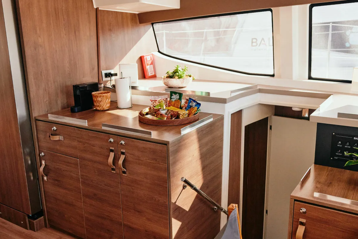 Galley of Ediba Taurus, a Bali 4.8 catamaran at Marmaris, Turkey