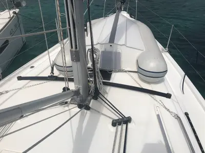 Deck of Achemar, a Beneteau Oceanis 41.1 sailboat at Tonnarella, Italy