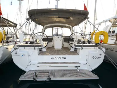 Exterior view of Wunderbar, a Beneteau Oceanis 46.1 sailboat at Marmaris, Turkey