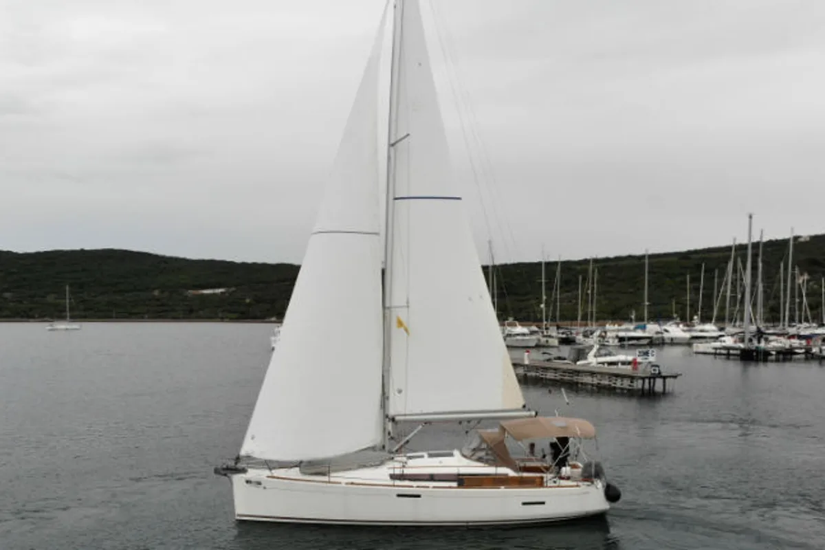 Exterior view of Tara, a Jeanneau Sun Odyssey 389 sailboat at Punat, Croatia