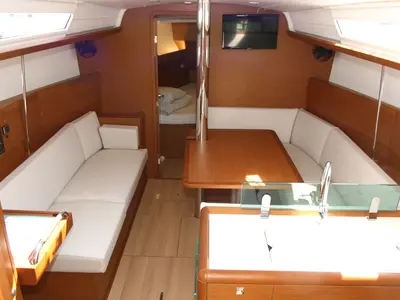 Salon of Tara, a Jeanneau Sun Odyssey 389 sailboat at Punat, Croatia