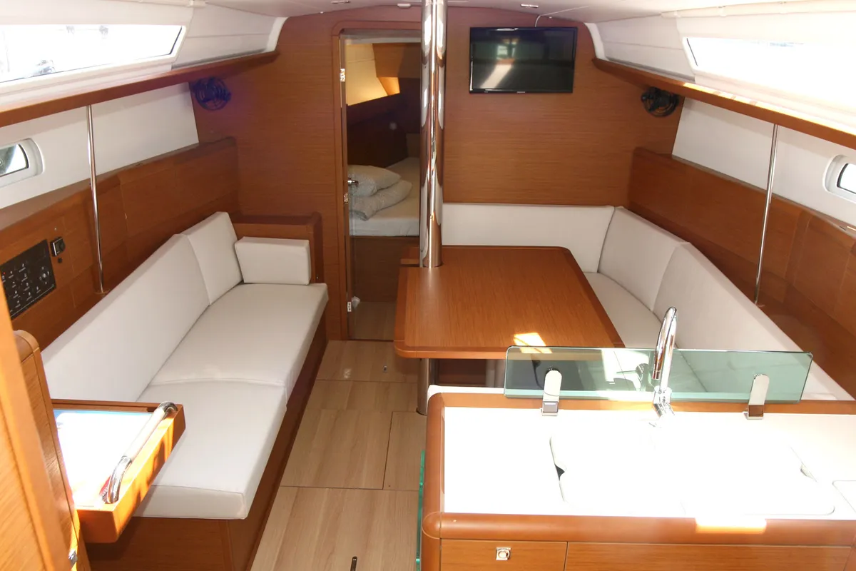 Salon of Tara, a Jeanneau Sun Odyssey 389 sailboat at Punat, Croatia