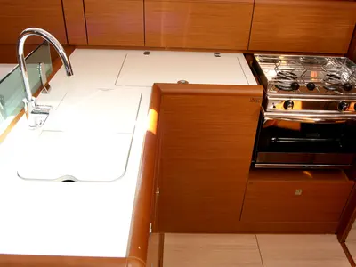 Galley of Tara, a Jeanneau Sun Odyssey 389 sailboat at Punat, Croatia