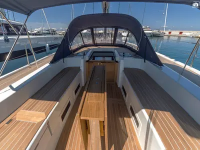 Deck of Avalon, a Solaris 55 sailboat at Olbia, Italy