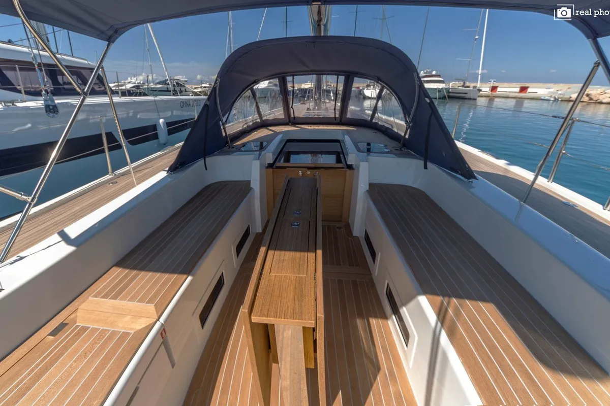 Deck of Avalon, a Solaris 55 sailboat at Olbia, Italy