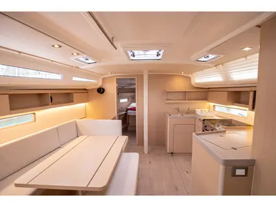 Salon of Cupido - Comfort line, a Beneteau Oceanis 40.1 sailboat at Tonnarella, Italy