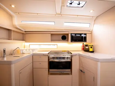 Galley of Cupido - Comfort line, a Beneteau Oceanis 40.1 sailboat at Tonnarella, Italy