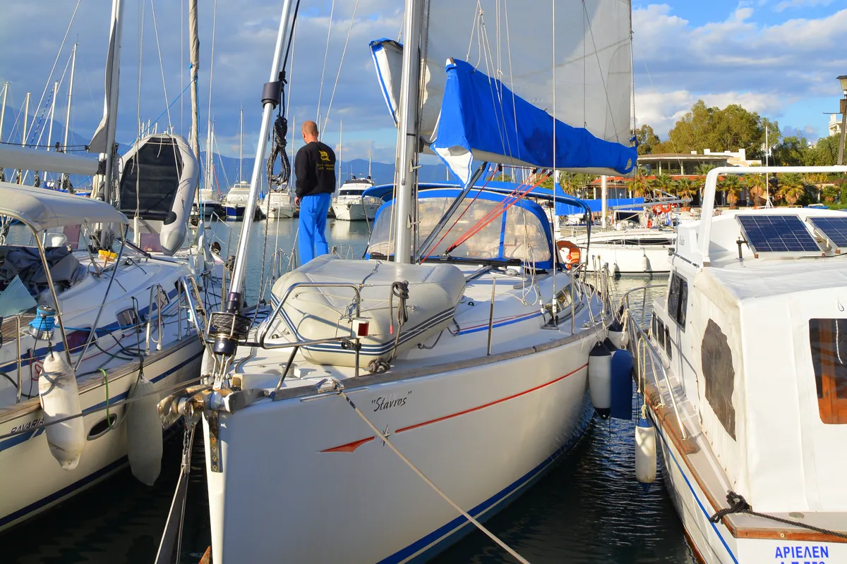 Exterior view of Colibrì, a Jeanneau Sun Odyssey 44 i sailboat at Municipal Unit of Lefkada, Greece