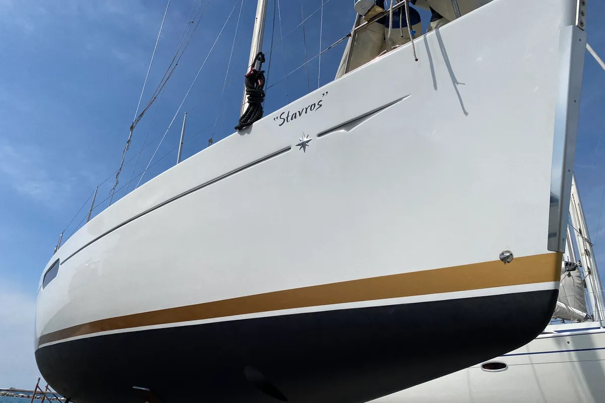 Exterior view of Colibrì, a Jeanneau Sun Odyssey 44 i sailboat at Municipal Unit of Lefkada, Greece