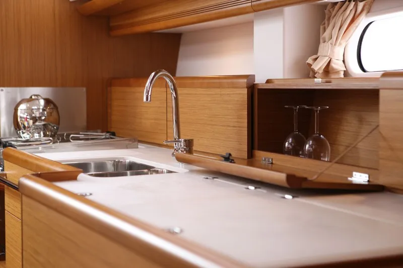 Galley of Colibrì, a Jeanneau Sun Odyssey 44 i sailboat at Municipal Unit of Lefkada, Greece