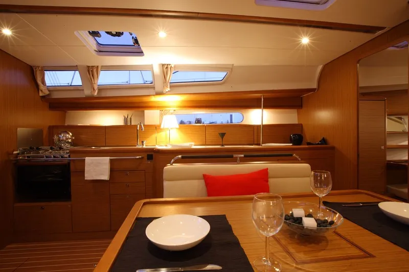 Salon of Colibrì, a Jeanneau Sun Odyssey 44 i sailboat at Municipal Unit of Lefkada, Greece