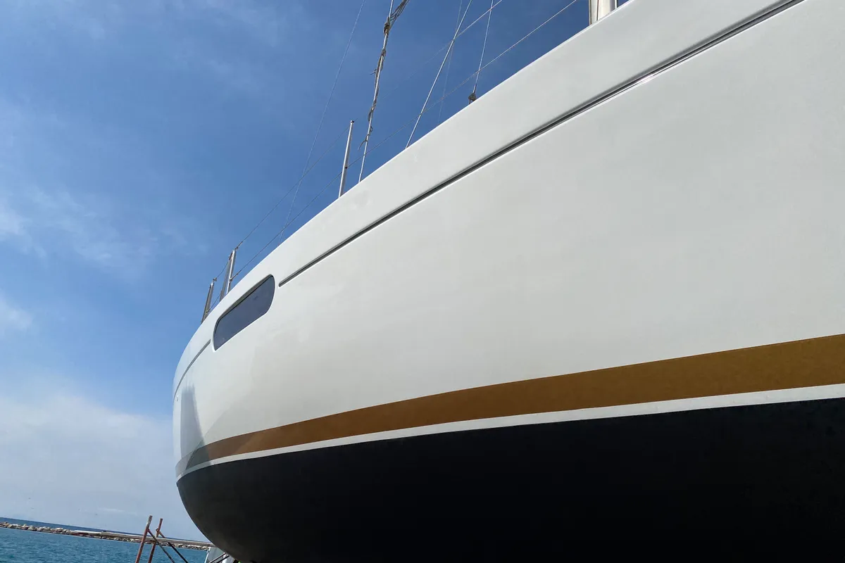 Exterior view of Colibrì, a Jeanneau Sun Odyssey 44 i sailboat at Municipal Unit of Lefkada, Greece