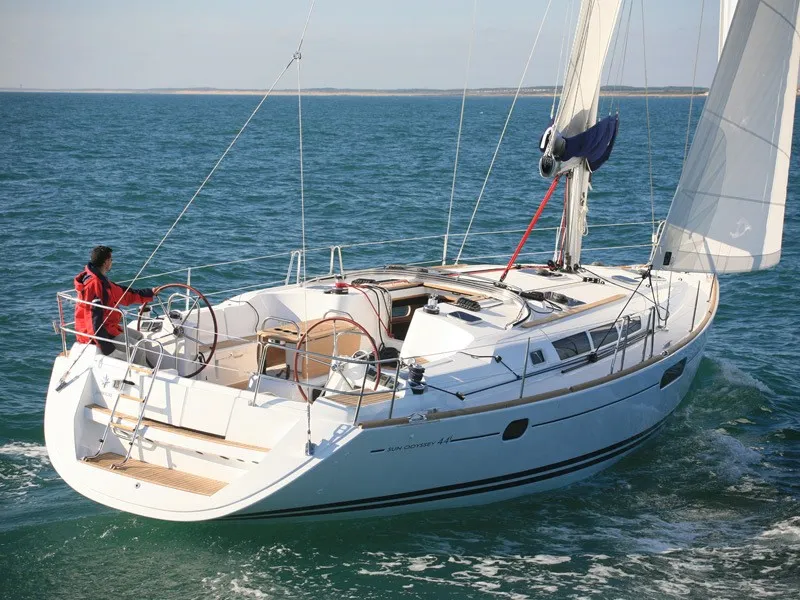 Exterior view of Colibrì, a Jeanneau Sun Odyssey 44 i sailboat at Municipal Unit of Lefkada, Greece