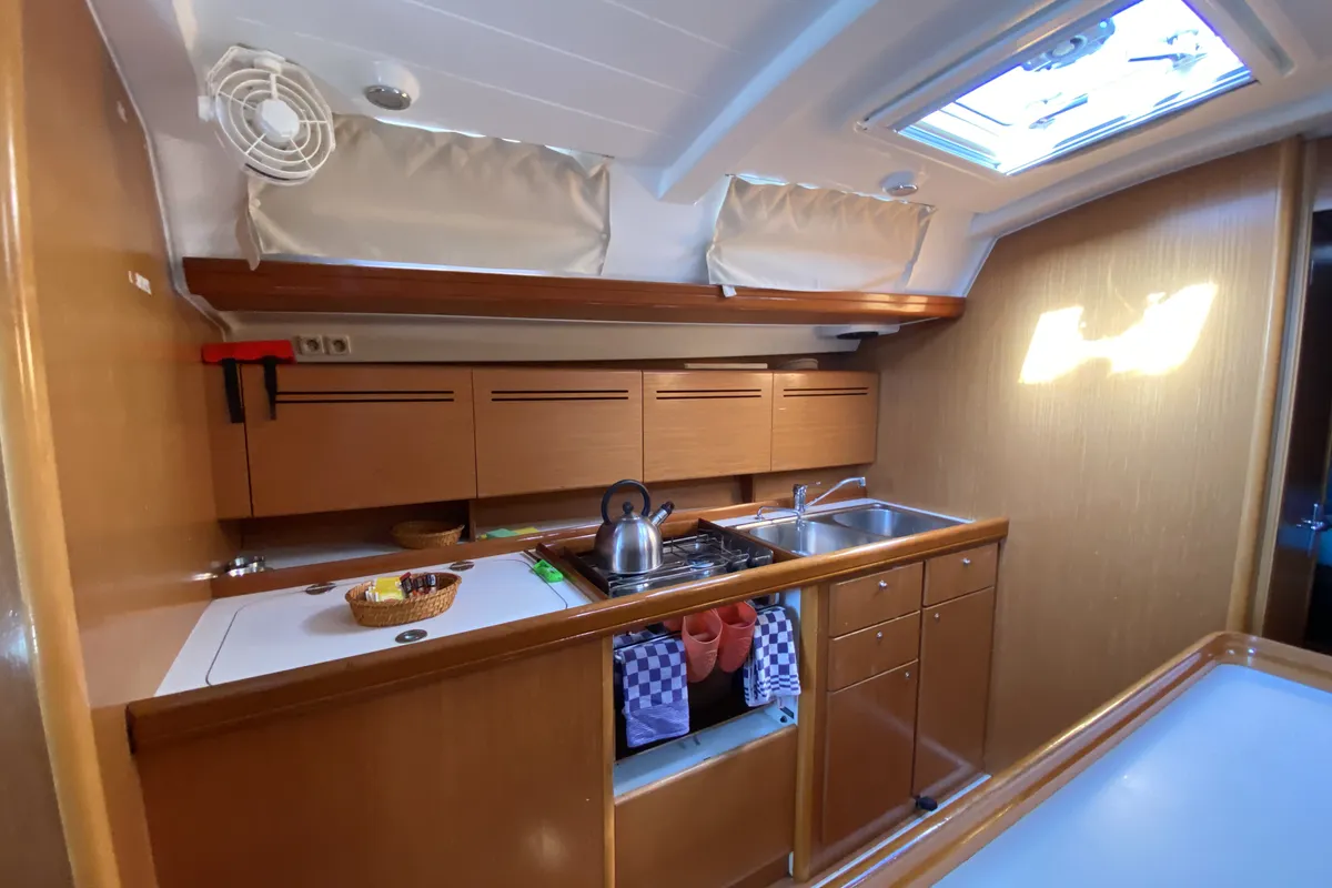 Galley of Take Five, a Beneteau Cyclades 50.5 sailboat at Fethiye, Turkey