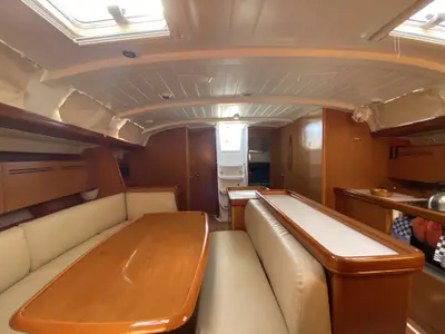 Salon of Take Five, a Beneteau Cyclades 50.5 sailboat at Fethiye, Turkey