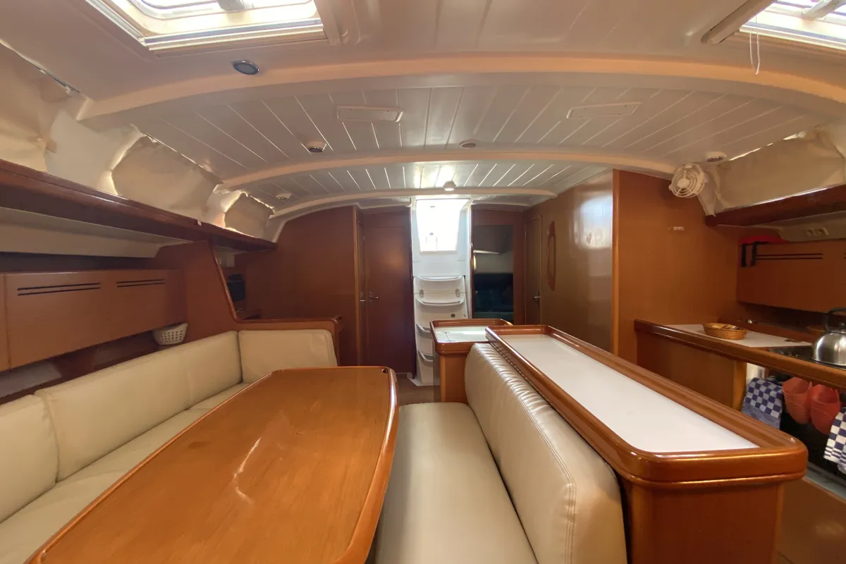 Salon of Take Five, a Beneteau Cyclades 50.5 sailboat at Fethiye, Turkey
