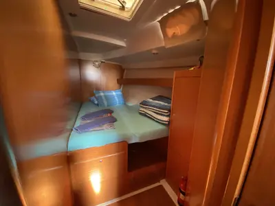 Cabin on Take Five, a Beneteau Cyclades 50.5 sailboat at Fethiye, Turkey
