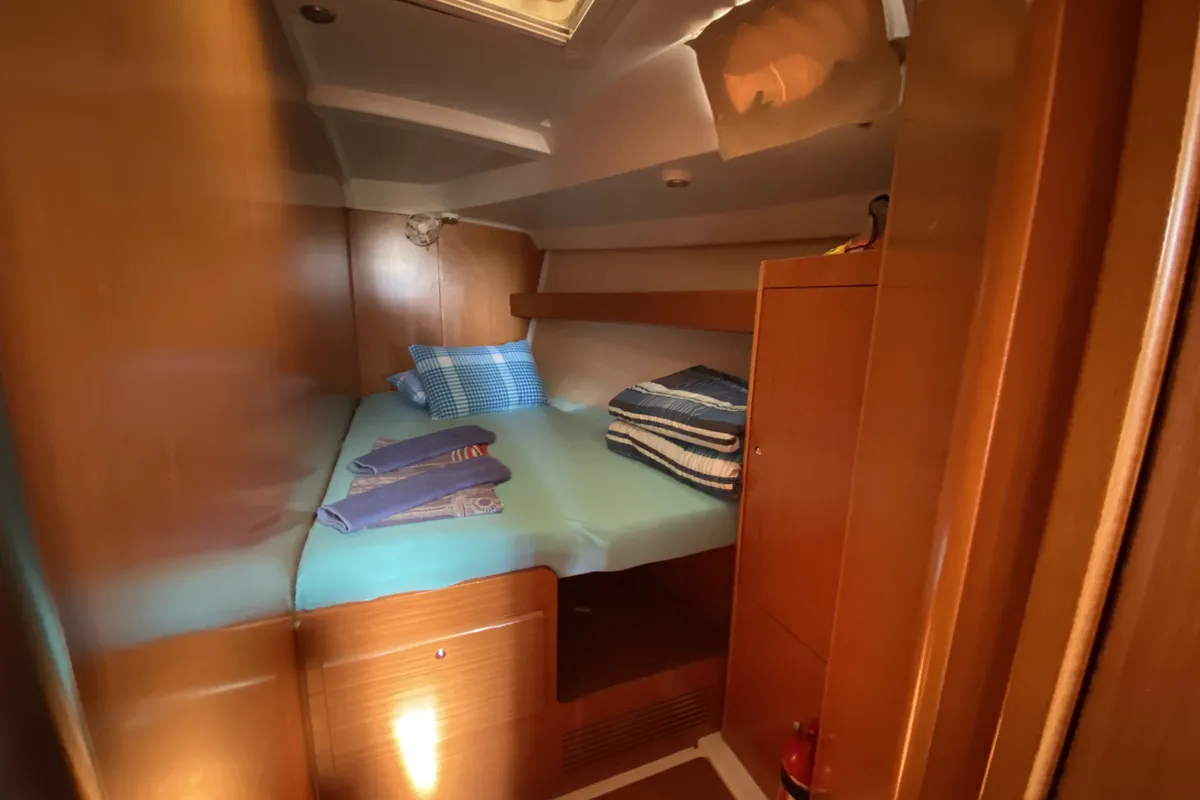 Cabin on Take Five, a Beneteau Cyclades 50.5 sailboat at Fethiye, Turkey