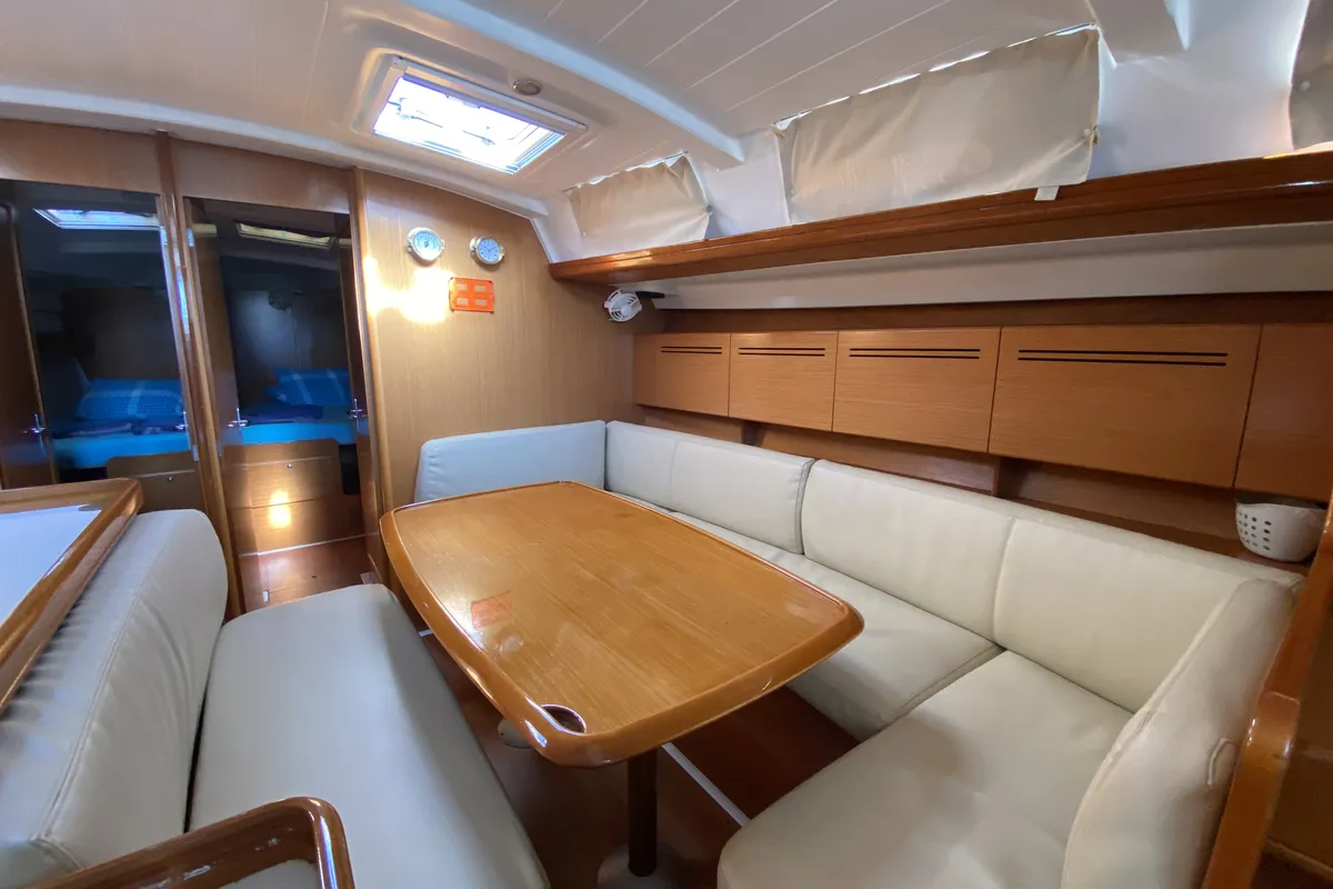 Salon of Take Five, a Beneteau Cyclades 50.5 sailboat at Fethiye, Turkey