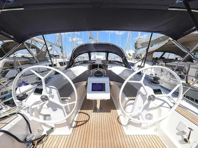 Cockpit of Deneb, a Bavaria Cruiser 34 sailboat at Jezera, Croatia
