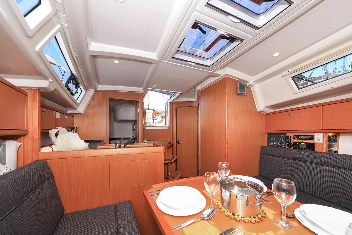 Salon of Deneb, a Bavaria Cruiser 34 sailboat at Jezera, Croatia