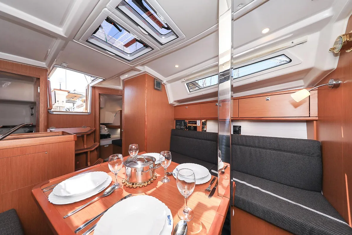 Salon of Deneb, a Bavaria Cruiser 34 sailboat at Jezera, Croatia