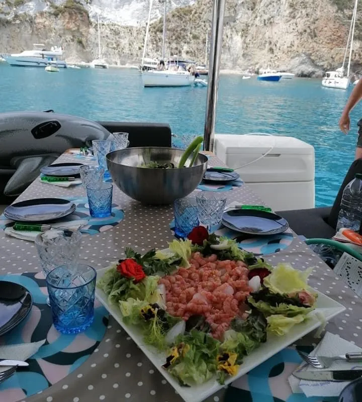Deck of Colibrì Platinum Service, a Lagoon 50 catamaran at Castellammare di Stabia, Italy