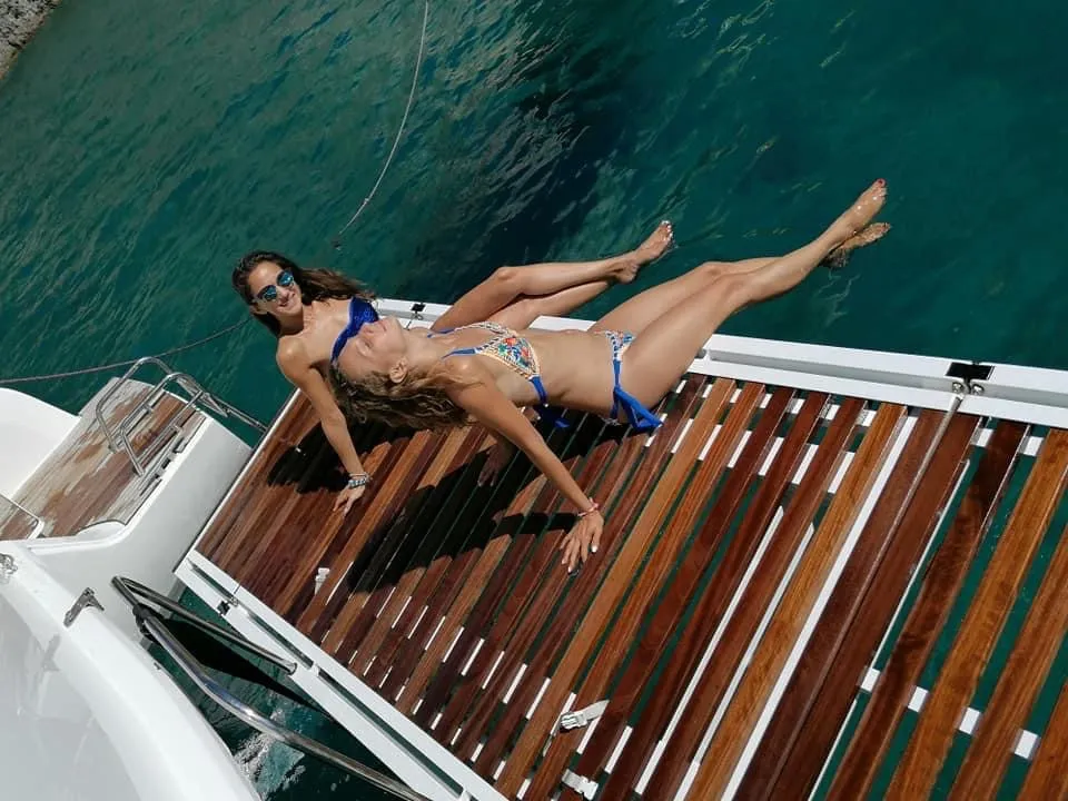 Deck of Colibrì Platinum Service, a Lagoon 50 catamaran at Castellammare di Stabia, Italy