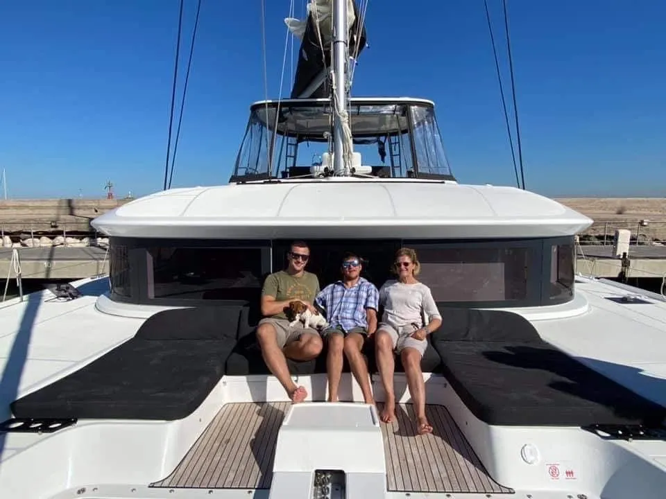 Deck of Colibrì Platinum Service, a Lagoon 50 catamaran at Castellammare di Stabia, Italy