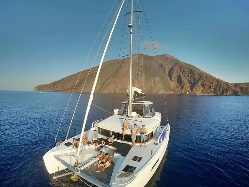 Exterior view of Colibrì Platinum Service, a Lagoon 50 catamaran at Castellammare di Stabia, Italy