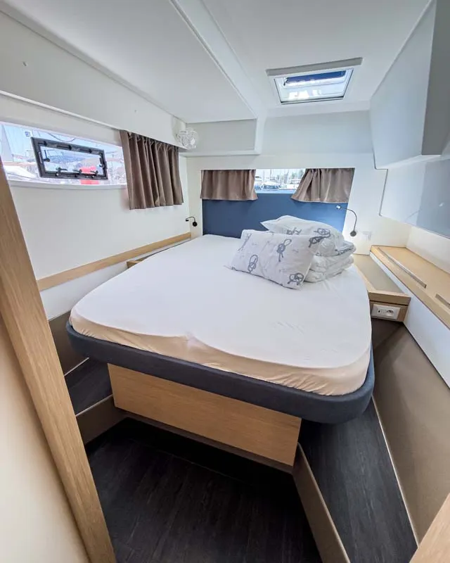 Cabin on Prinz Eugen, a Fountaine Pajot Tanna 47 catamaran at Grad Pula, Croatia