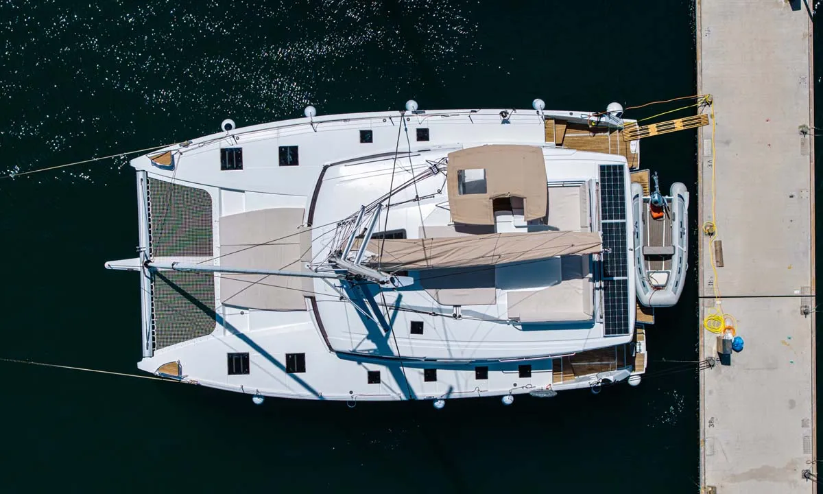 Exterior view of Prinz Eugen, a Fountaine Pajot Tanna 47 catamaran at Grad Pula, Croatia