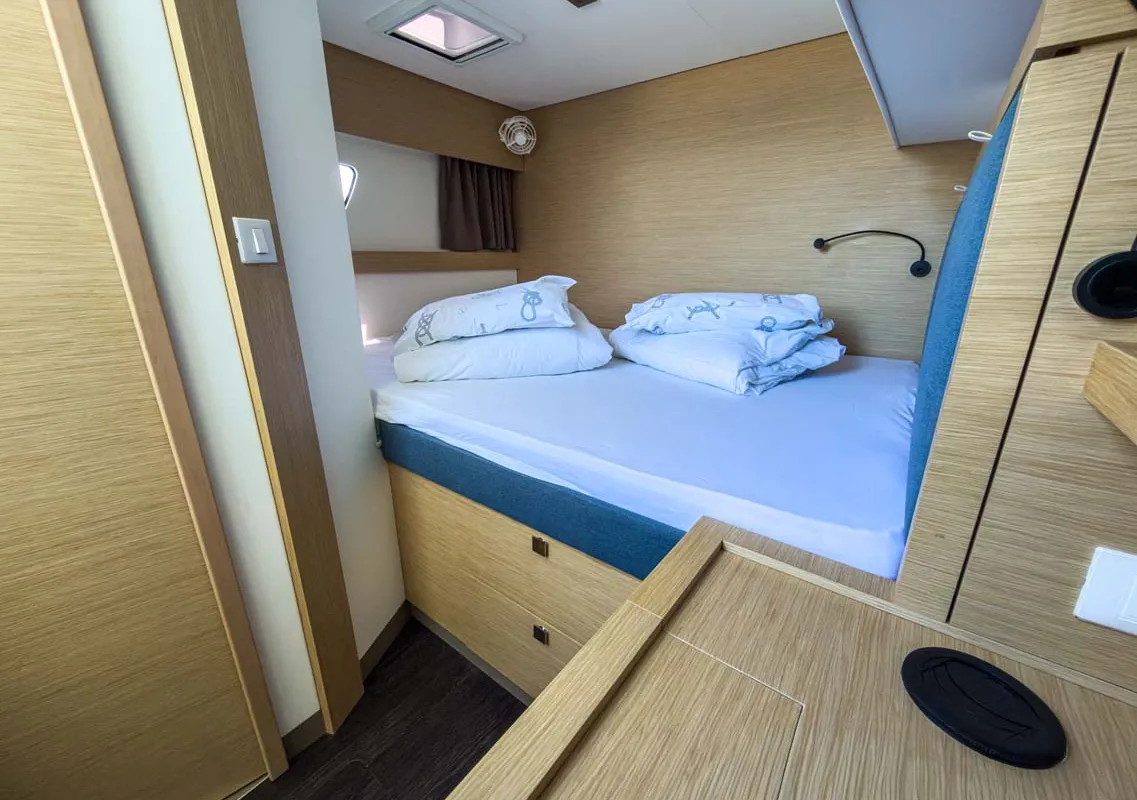 Cabin on Prinz Eugen, a Fountaine Pajot Tanna 47 catamaran at Grad Pula, Croatia
