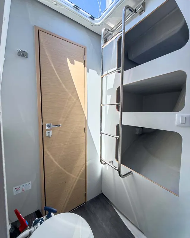 Head on Prinz Eugen, a Fountaine Pajot Tanna 47 catamaran at Grad Pula, Croatia