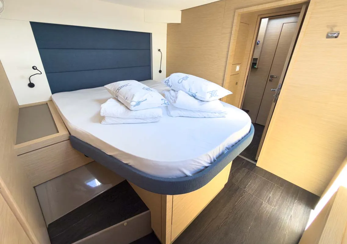 Cabin on Prinz Eugen, a Fountaine Pajot Tanna 47 catamaran at Grad Pula, Croatia