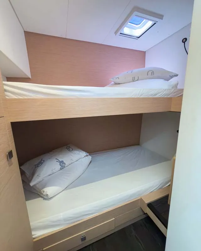 Cabin on Prinz Eugen, a Fountaine Pajot Tanna 47 catamaran at Grad Pula, Croatia