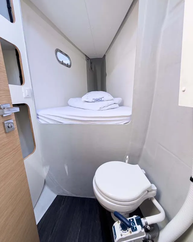 Head on Prinz Eugen, a Fountaine Pajot Tanna 47 catamaran at Grad Pula, Croatia