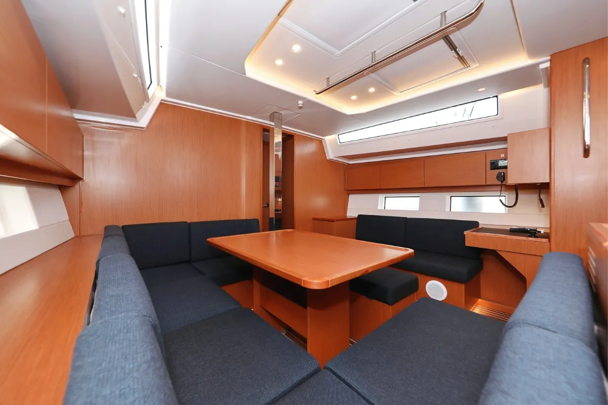 Salon of Bella, a Bavaria C45 Holiday sailboat at Pirovac, Croatia
