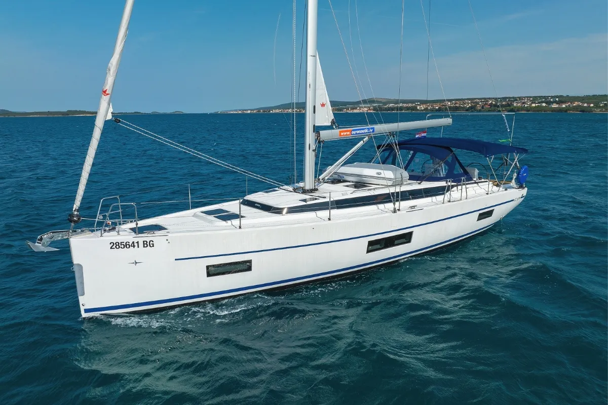 Exterior view of Bella, a Bavaria C45 Holiday sailboat at Pirovac, Croatia