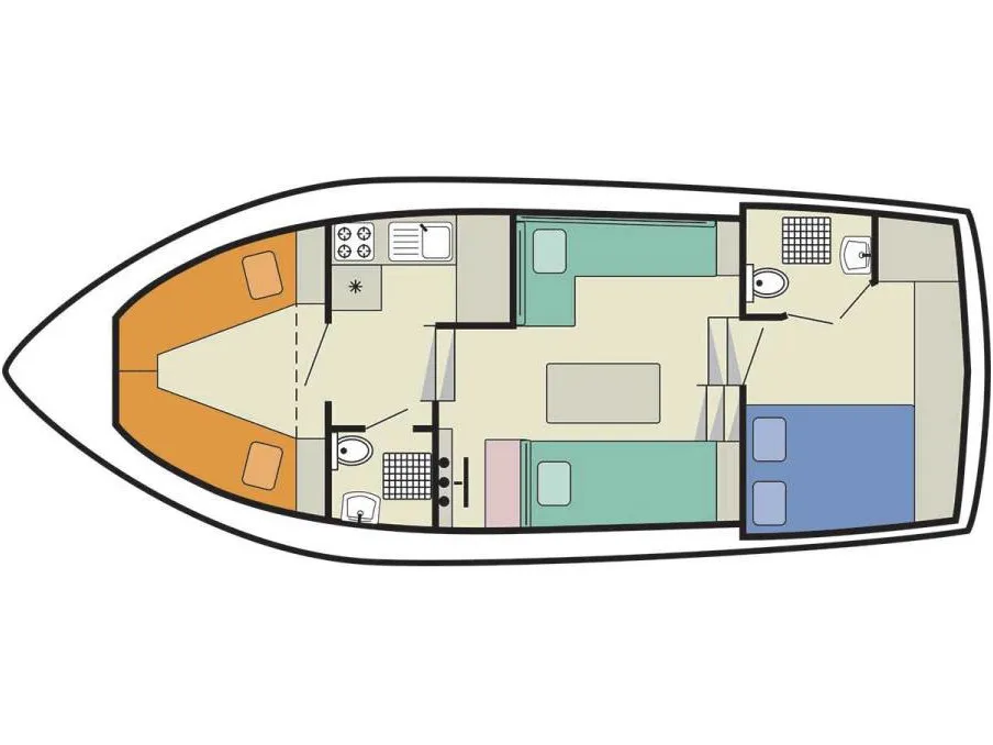 Floor plan of Lake Star - Budget 2, a Cygnet Lake Star motorboat at Carrick-on-Shannon, Ireland