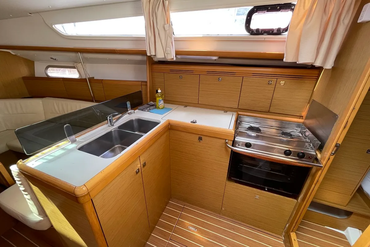 Galley of Mala, a Jeanneau Sun Odyssey 36i sailboat at Općina Marina, Croatia