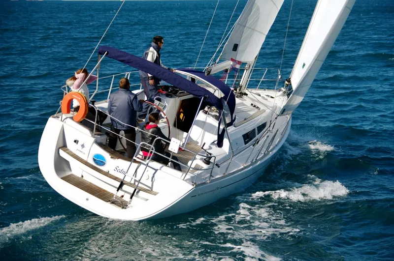 Exterior view of Mala, a Jeanneau Sun Odyssey 36i sailboat at Općina Marina, Croatia