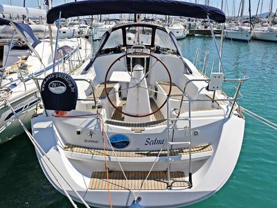 Cockpit of Mala, a Jeanneau Sun Odyssey 36i sailboat at Općina Marina, Croatia