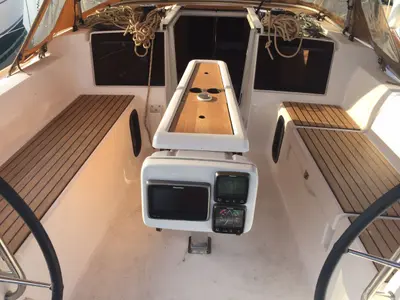 Deck of Luna, a Dufour 350 GL sailboat at Punat, Croatia